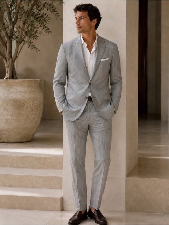 Versace Other - Versace Light Gray Pinstripe Suit